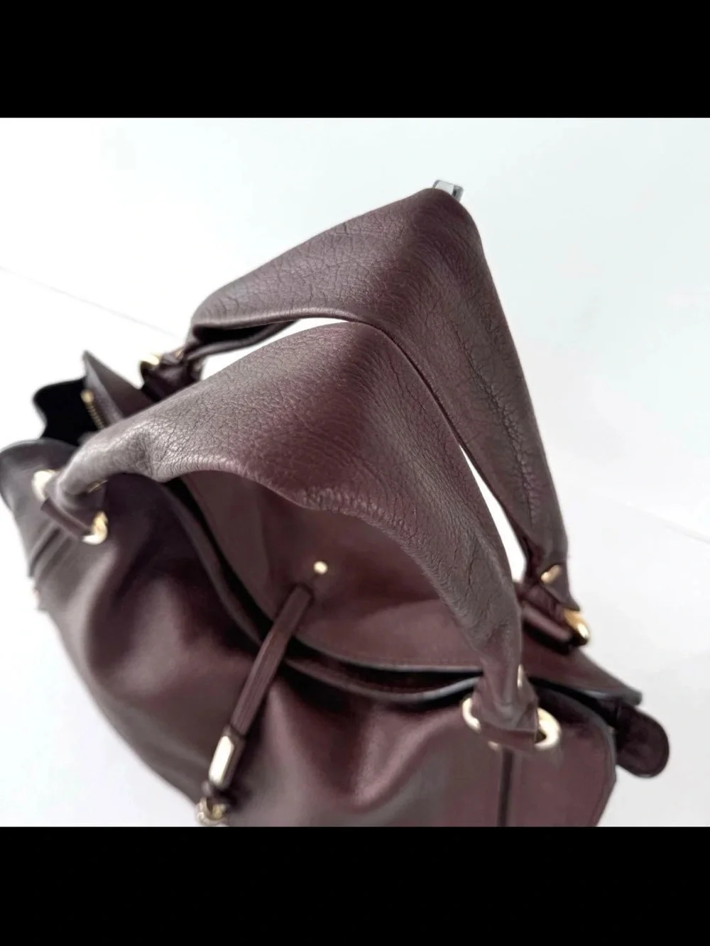 Celine Pebbled Leather Hobo Bag - Plum